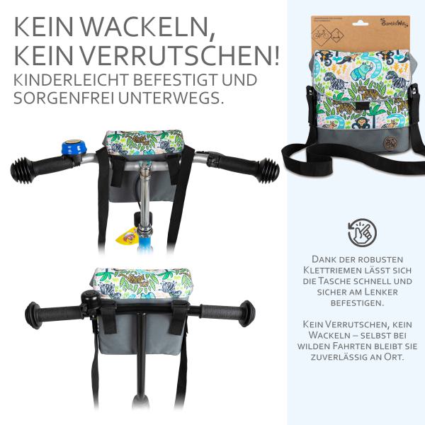 BAMBINIWELT Lenkertasche für Puky, Roller und Fahrrad, Fahrradtasche für Kinder, wasserabweisend, mit Schultergurt